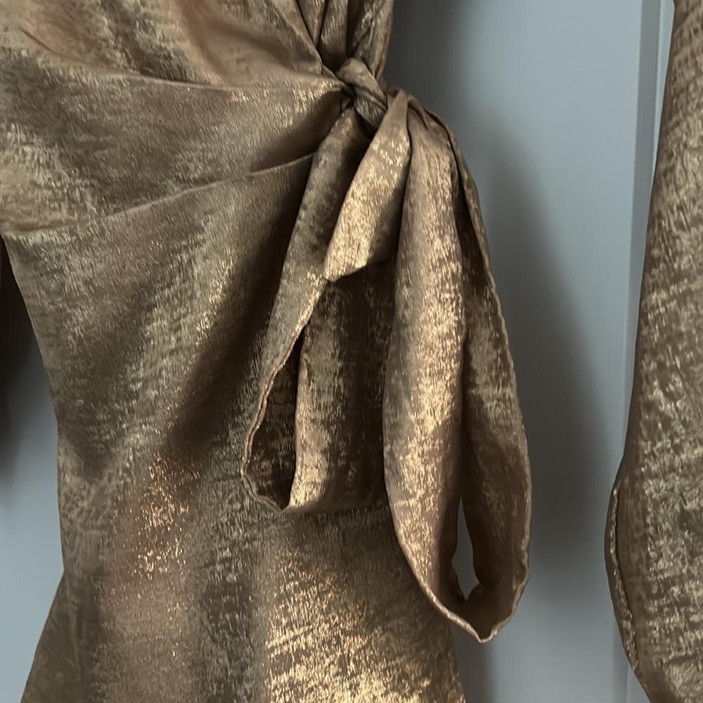LOST + WONDER Double Breasted Gold Wrap/Tie Dress- NWT - Picture 6 of 6
